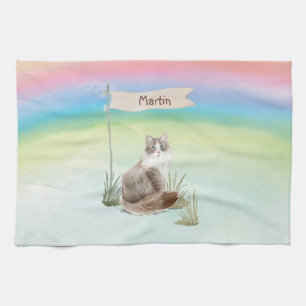 Custom Name Siberian Cat Pet Kitchen Towel
