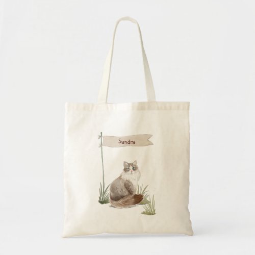 Custom Name Siberian Cat Pet Tote Bag