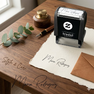 Custom Name Signature Style Self Inking Stamp Desi