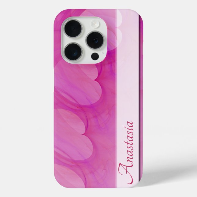 Custom Name Silky Pink Heart Abstract Line Case-Mate iPhone Case (Back)
