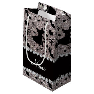 Custom name silver glitter ballroom dancing small gift bag