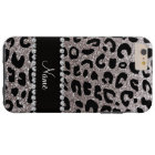 Custom name silver glitter cheetah print