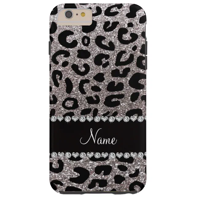 Custom name silver glitter cheetah print Case-Mate iPhone case | Zazzle