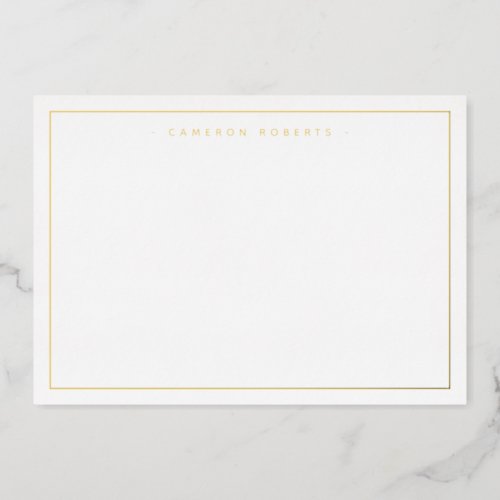 Custom name silver gold real foil note card