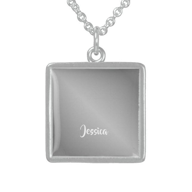 Custom name silver gradient sterling silver necklace (Front)