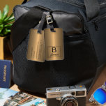 Custom Name Simple Black Bronze Gold Metallic Look Luggage Tag at Zazzle