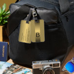 Custom Name Simple Black Yellow Gold Metallic Look Luggage Tag at Zazzle