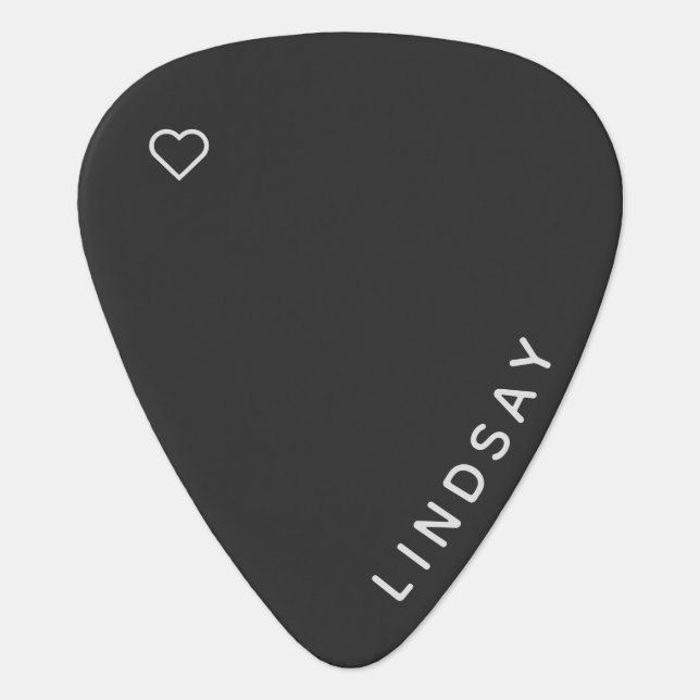 Custom Name Simple Modern Heart Guitar Pick (Front)