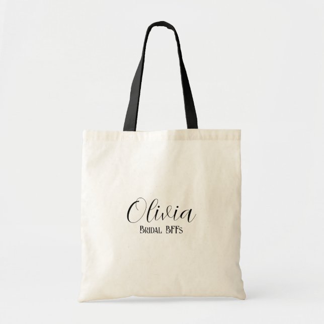 Custom Name,Simple Script Bridesmaid Wedding Tote Bag (Front)