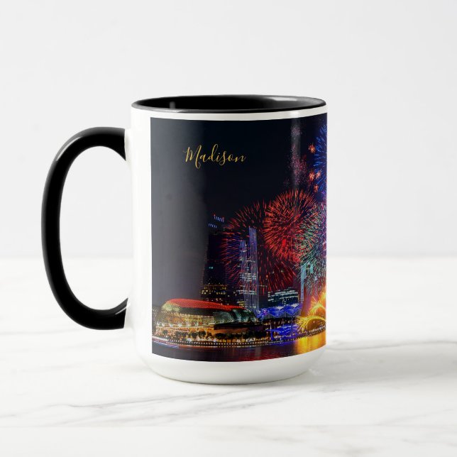 Custom name Singapore Fireworks mugs (Left)