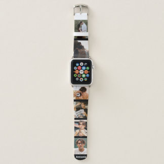 Custom Name Six Photo Collage Personalized Apple Watch Band