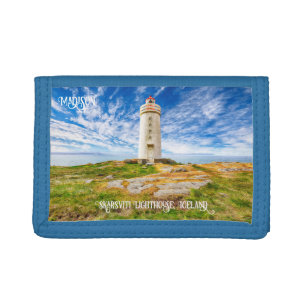 Custom Name Skarsviti Lighthouse, Iceland Trifold Wallet