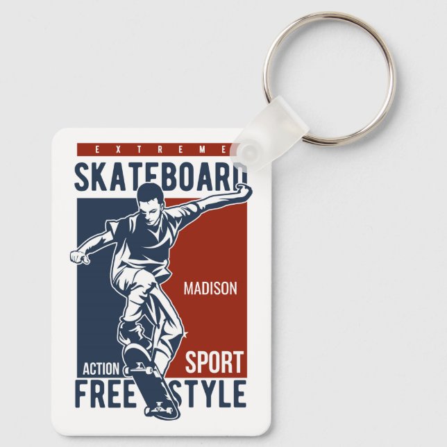 Custom name Skateboarding Keychain (Back)