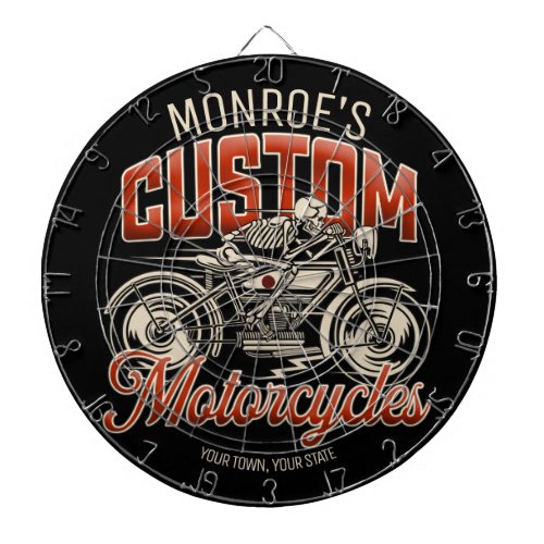 Custom NAME Skeleton Motorcycle Cycle Shop Dart Board