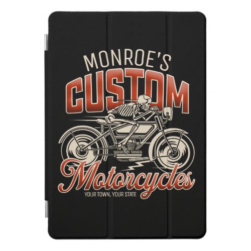 Custom NAME Skeleton Motorcycle Cycle Shop iPad Pro Cover