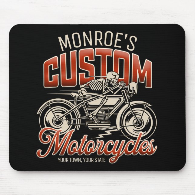 Custom NAME Skeleton Motorcycle Cycle Shop Mouse Pad (Front)