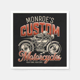 Custom NAME Skeleton Motorcycle Cycle Shop Napkins
