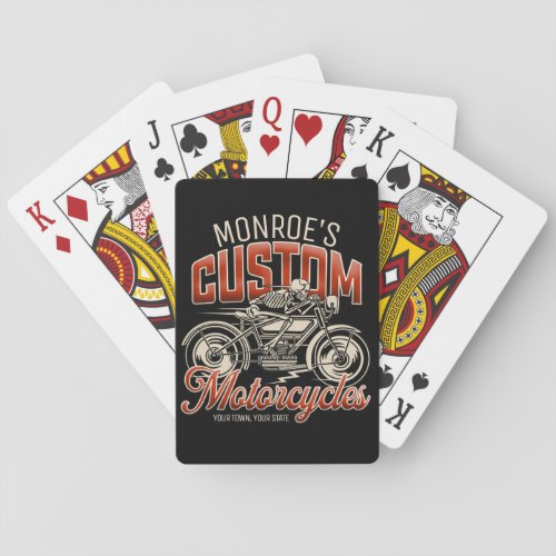 Custom NAME Skeleton Motorcycle Cycle Shop Playing Cards
