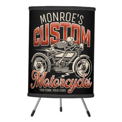 Custom NAME Skeleton Motorcycle Cycle Shop Tripod Lamp