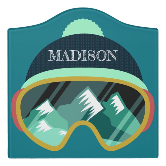 Custom name Ski Mask Door Sign (Large Crest Front)