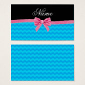 Custom name sky blue chevrons pink bow (Front & Back)
