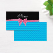 Custom name sky blue chevrons pink bow (Desk)
