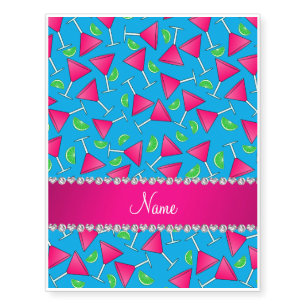 Custom name sky blue pink cosmos limes temporary tattoos