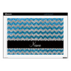 Custom name sky blue silver glitter chevrons