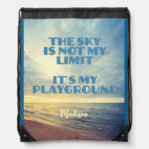 Custom Name Sky Quote Drawstring Bag