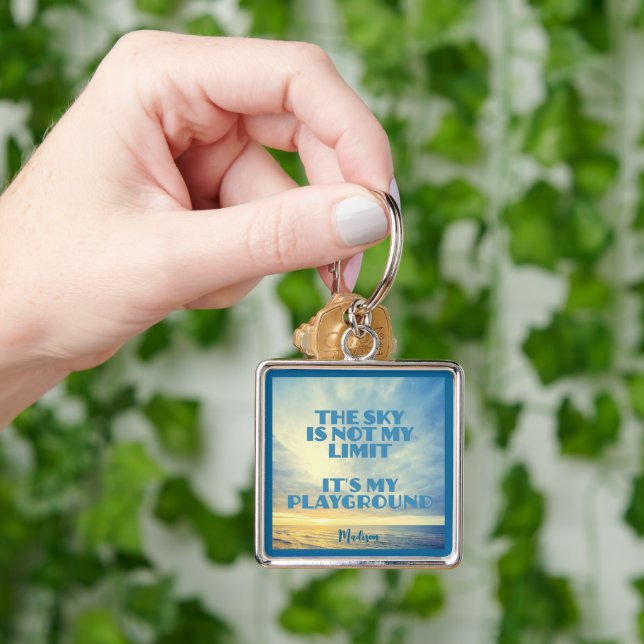 Custom Name Sky Quote Keychain (Hand)