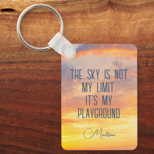 Custom Name Sky Quote Keychain (Front)