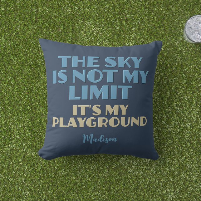 Custom Name Sky Quote Outdoor Pillow (Grass)