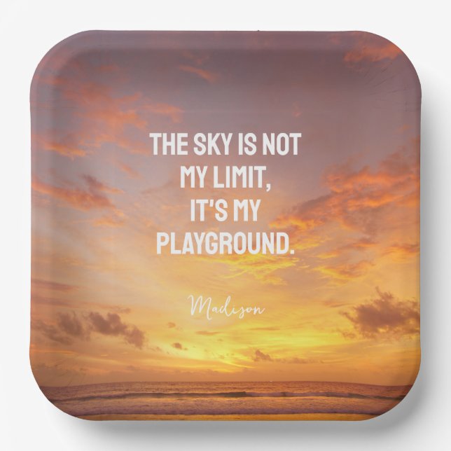 Custom Name Sky Quote Paper Plates (Front)