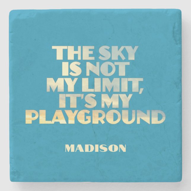 Custom Name Sky Quote Stone Coaster (Front)