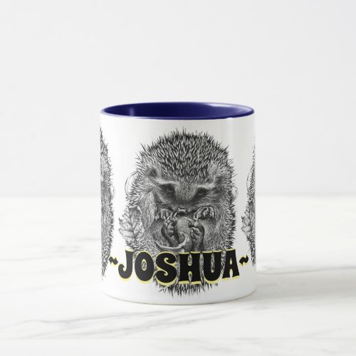 Custom name sleeping hedgehog combo coffee mug
