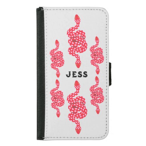 Custom Name Snake Red Gothic Personalized Womens  Samsung Galaxy S5 Wallet Case