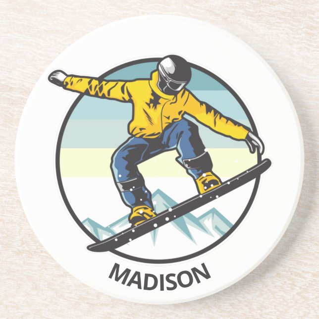 Custom name SNOWBOARDER Coaster (Front)