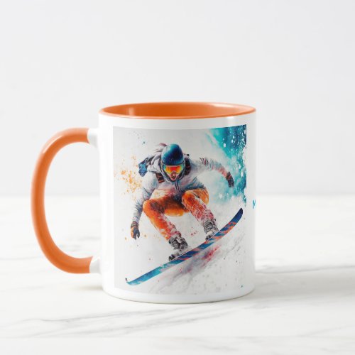 Custom Name Snowboarder Illustration Mug