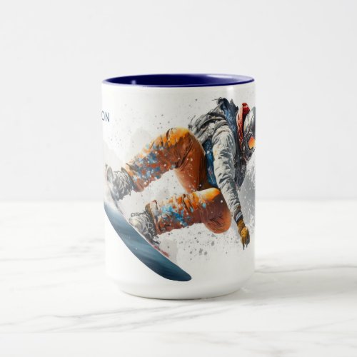 Custom Name Snowboarder Illustration Mug