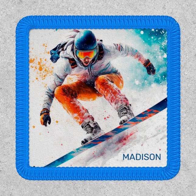 Custom Name Snowboarder Illustration Patch (Front)