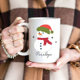 Custom Name Snowman Christmas Gift for Her Coffee Mug