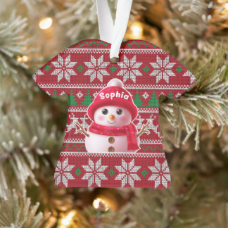 Custom Name Snowman Christmas Shirt Ornament