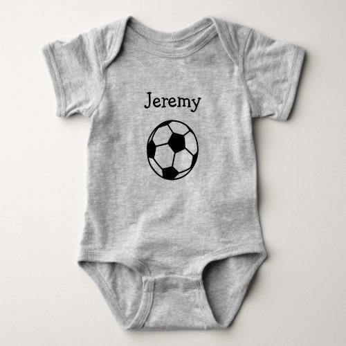 Custom name soccer ball baby romper bodysuit