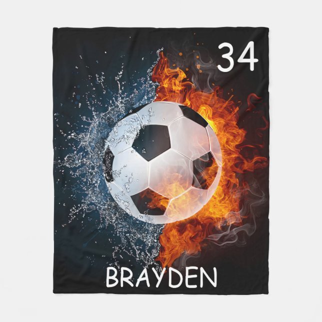 Custom Name Soccer Ball Blanket (Front)