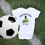Custom Name Soccer Ball First Birthday Baby Bodysuit at Zazzle
