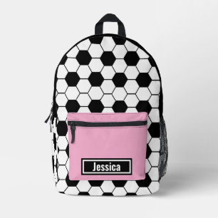 Custom Name Soccer Ball Girls Backpack
