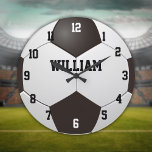 Custom Name Soccer Football Large Clock<br><div class="desc">Personalized name soccer clock. Designed by Thisisnotme©</div>