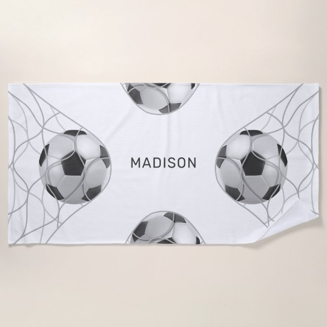 Custom name Soccer Goals beach towel (Front)