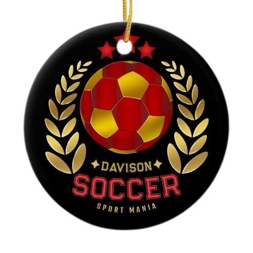 Custom Name Soccer Logo Ceramic Ornament