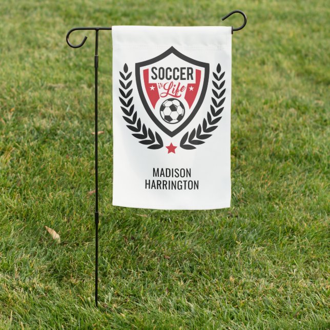 Custom name Soccer Logo Garden Flag (In SItu)